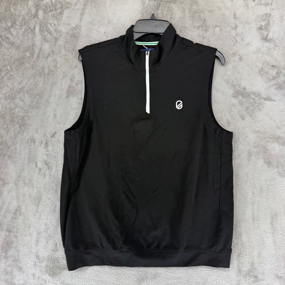 Extracurricular Mens Quarter Zip Golf Vest Black Performance Stretch Size M